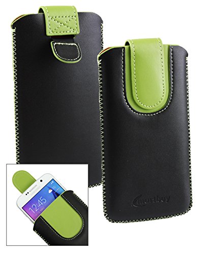 Emartbuy Nero/Verde PU Pelle Custodia Case Cover