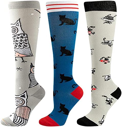 ZFiSt Compression Sock Women Men, 3Pair 20-30mmhg Compression Sock for Nurse Edema Varicose Sport Flight Travel X-Large