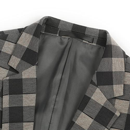 Boyland Mens Plaid Stripe Single Breasted Suit Jacket Casual Notched Lapel One Button Sport Coat Blazer #TOP2