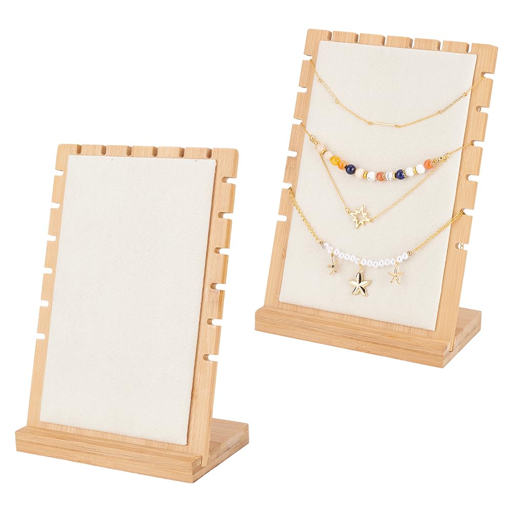 PH PandaHall 2 Ensembles Présentoir à Colliers en Bois Porte Colliers Présentoir Multiple Organisateur de Bijoux Support avec Panneau en Velours pour Vendeurs Magasins Vente au Détail