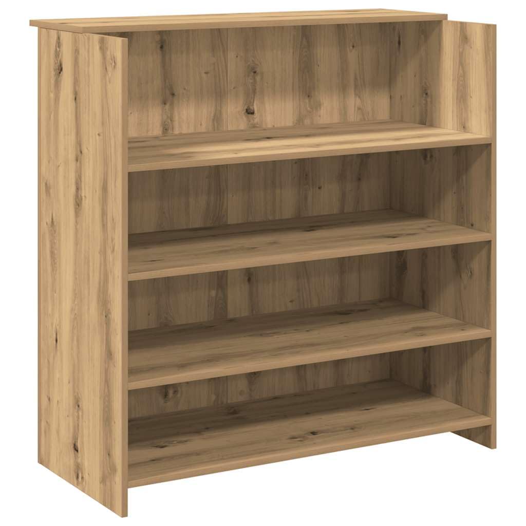 Hothingwell Ufficio Ricezione Chene Artigianale 100 x 50 x 103,5 cm Legno Ingenierie | Scaffali integrati, piano di lavoro alto, discreto, versatile per ufficio, hotel, clinica