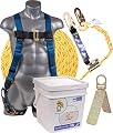 Palmer Safety Fall Protection Roofing Bucket Kit I Full-Body Harness, 50' Vertical Rope & Anchor Set I Construction Fall Arrest Kit for Roofers & Construction Workers I OSHA & ANSI Compliant Equipment