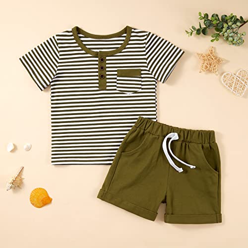 Weixinbuy Toddler Boy Summer Clothes Baby Striped T-Shirt Tops+Solid Shorts 3Pcs Outfits Set #TOP1