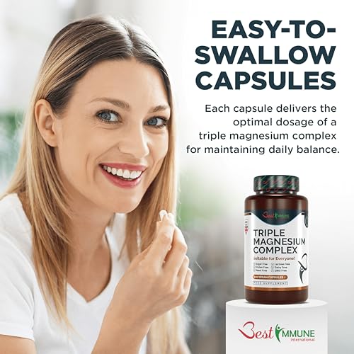 Best Immune Fortgeschrittener dreifacher Magnesiumkomplex Perfekte Proportionen Magnesiumcitrat L-Ascorbat Oxid 100 Vegane Kapseln Naturprodukt