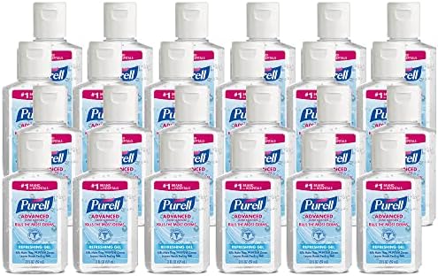 PURELL Advanced Hand Sanitizer Refreshing Gel, 2 fl oz Portable Flip Cap Bottle (Pack of 24) – 9605-24-CMR