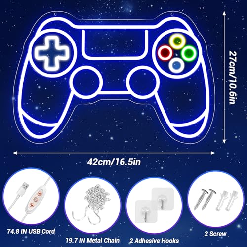 Image of Gamer Neon Sign, Gamepad Shaped LED Neon Sign for Gamer Room Decor, Gaming Neon Light Sign for Teen Bedroom Decor, Gamer Gifts for Boys, Teen, Men, Kids