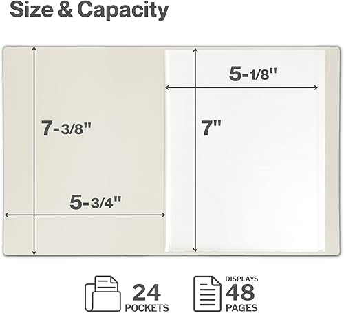 Miniatura 6 de CRANBURY Álbum de fotos pequeño de 5 x 7 pulgadas (marfil), paquete de 2 libros de fotos de plástico, 24 bolsillos para mostrar 48 imágenes, mini