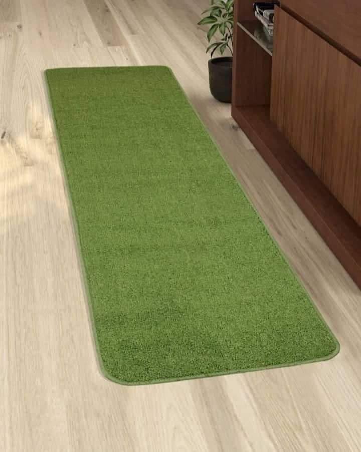 Anti Skid Washable Micro Polyester Luxury Kitchen/Bedroom/Dinning Room Floor Door Mat Runner 1 Pc, Large MAT (16x48 Inch) (Green)-image-22