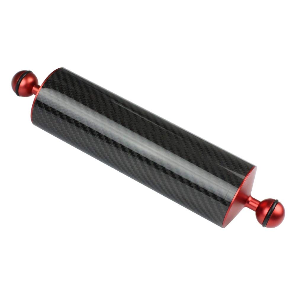 Fiber de Carbone Bras de Lampe à Main 1 Pouce Double rotule D60mm 10/12 Pouces flottabilité 447g/550g plongée sous-Marine Photographie Version améliorée (10inch Red)