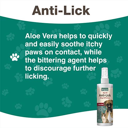 Naturvet Aller-911 Anti-Lick Paw Spray For Dogs & Cats – Includes Aloe Vera – Helps Sooth Itchy Paws, Offers Dog & Cat Allergy Support – Helps Discourage Pet Licking – 8 Oz. Spray #TOP4