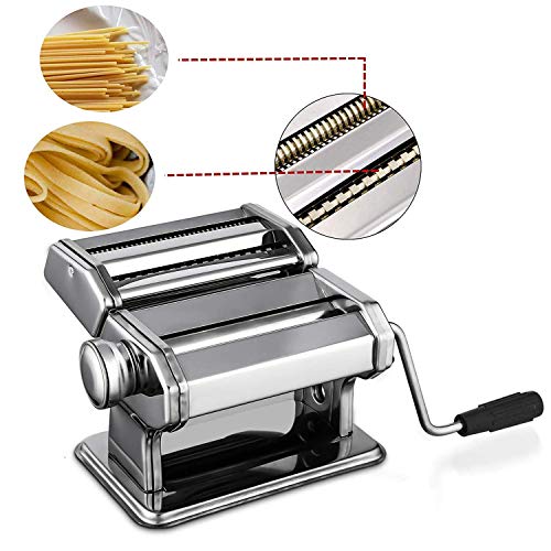 Pasta Maker Machine Stainless Steel Pasta Roller Machine Includes Pasta Cutter Hand Crank