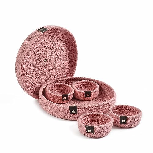 FR CREATION Natural Cotton Rope Dryfruit Storage Tray With 4 Bowls Set For Home And Office And Gifting Item For Friends Family (Pink) (B0CCL7NJSL) Amazon Price History, Amazon Price Tracker