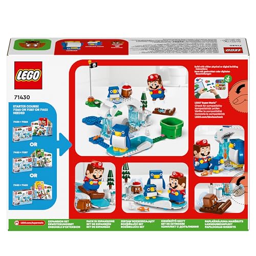 LEGO Super Mario Set de Expansión: Aventura en la Nieve de la Familia Pingüi con Figura de Goomba y Pingüinito de Juguete Interactivo, Regalo para Niños, Niñas y Gamers de 7 Años o Más 71430