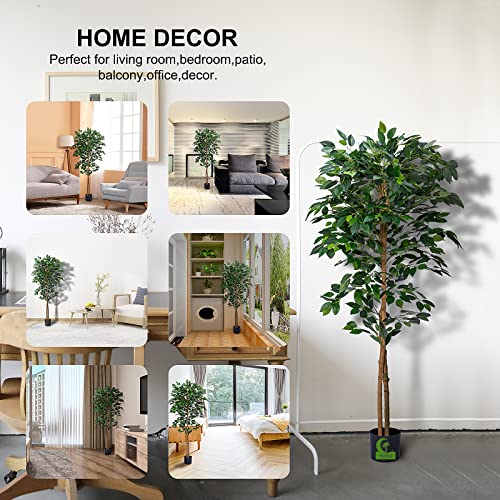 Haihong 2Packs 5Ft Ficus Trees Artificial With Realistic Leaves And Natural Trunk, Faux Ficus Tree With Sturdy Plastic Nursery Pot, Fake Ficus Tree For Office Home Farmhouse For Indoor Outdoor Decor #TOP5