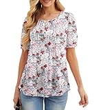 Caractéristiques du t-shirt : Ce chemisier pour femme est simple et tendance, basique et mignon. Le chemisier à col rond, à manches courtes pour femme avec poignets froncés et pli sur le devant rendent ce haut pour femme plus fluide, frais et élégant.