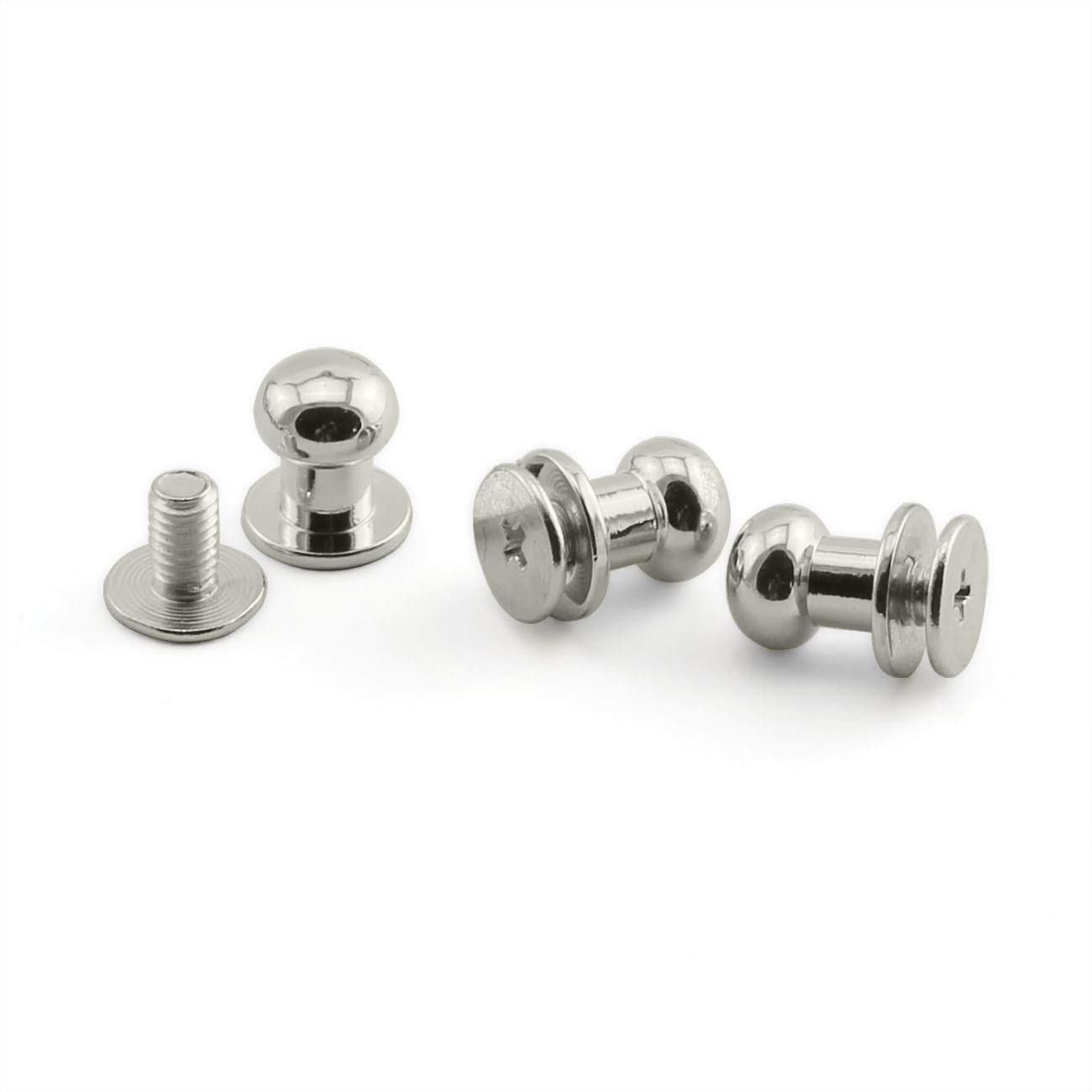 ZRM&E 15PCS 6mm Round Head Button Screwback Screw Stud Spot Rivet for Leather Craft Bag Belt Handbag DIY Decoration Accessories (Silver)-image-26