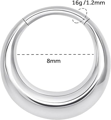 Yrogcu Nose Ring Lip Rings Septum-Clicker:8G 10G 12G14G 16G 18G 20G Dia.6mm 8mm 10mm 12mm 14mm 16mm Hinged Nose Piercing Hoop Ring Sleeper Earring Helix Rook Conch Cartilage Daith Tragus Earrings Nose Piercing Jewelry