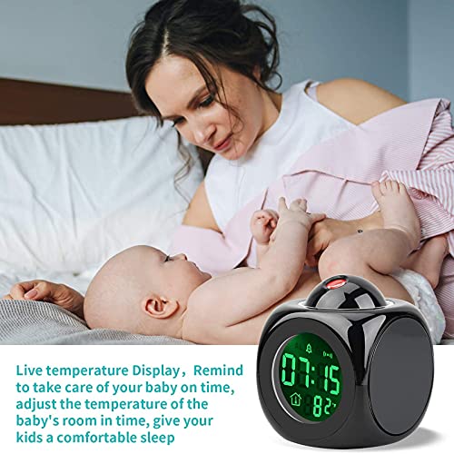 Projection Alarm Clock For Bedrooms Digital Voice Report Alarm 12/24 Hdigital Electric Clocks Projection On Ceiling With Voice Talking Led Time Temperature Display For Bedroom, Bedside ,Office (Black) #TOP4