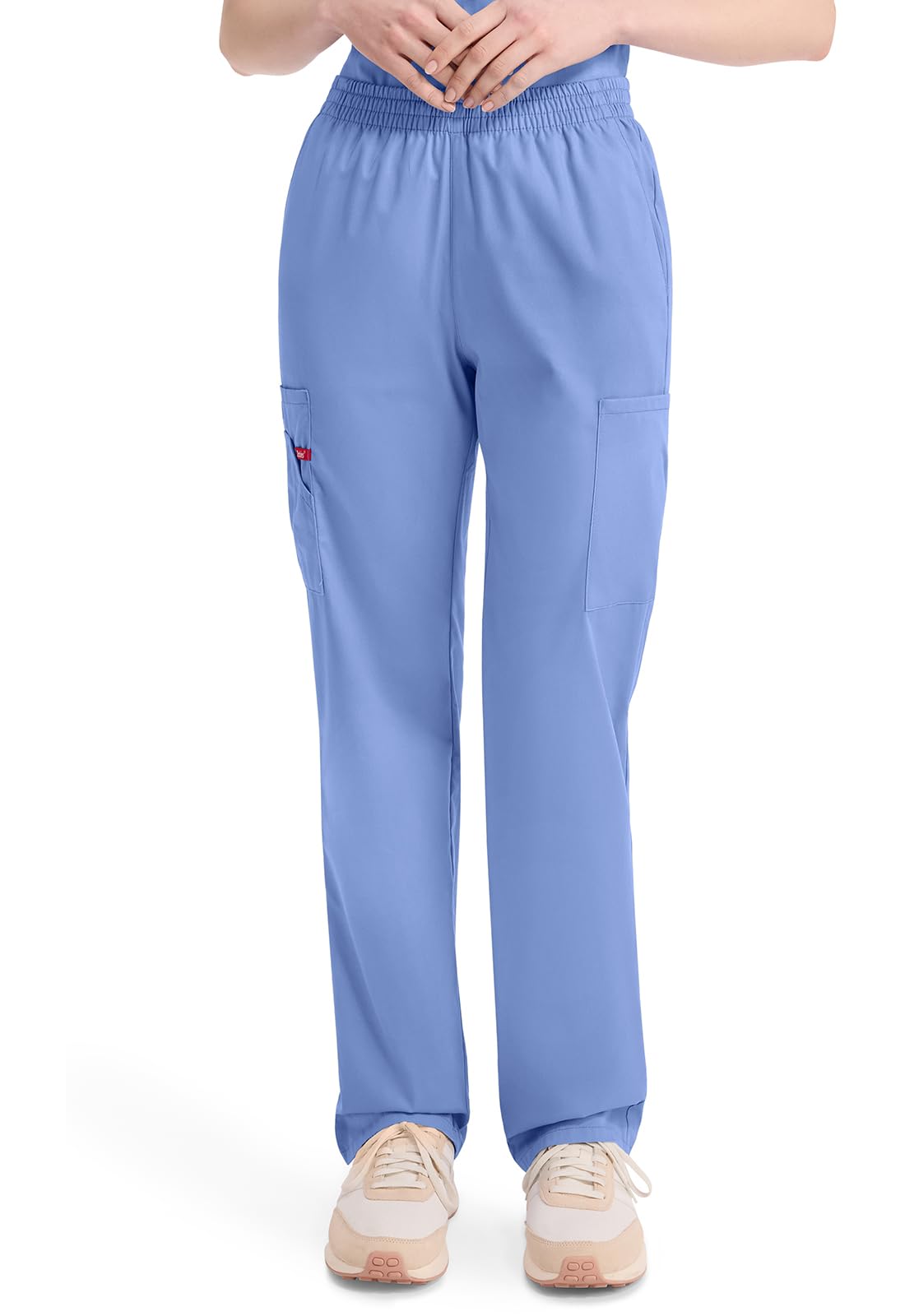 Dickies EDS Signature Scrubs for Women, Elastic Waist Pull-On Cargo Pants for Women in Soft Brushed Poplin 86106, Ceil Blue, 5X-Large