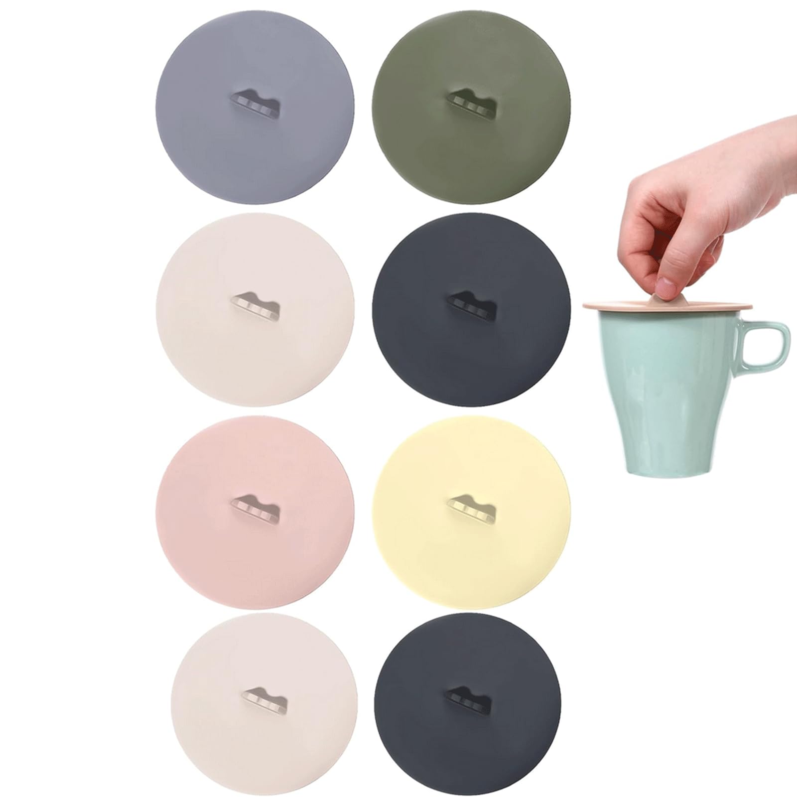 Wmzjnljy 8pcs 10cm Silicone Lids Reusable Mug Covers Anti-dust Drink Glass Cup Lids for Mugs Tea Cups Coffee Cup(Z137-8)
