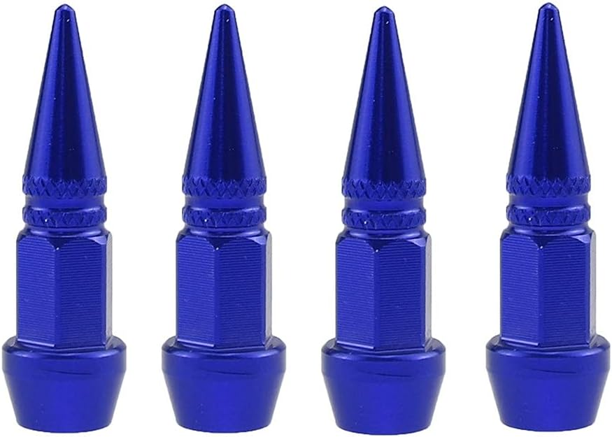 ikasus 4 tapas de vástago de válvula de neumático de aluminio pulido estilo pico de empalado largo, tapas de vástago de válvula de neumático de