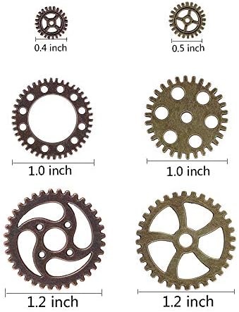 Enenes DIY Antique Steampunk Gear Cog Charms Pendant 200 Gram Round Antique Metal Clock Watch Wheel Gear Alloy Gear Pendants Charms for Crafting and Jewelry Making Accessory (Mixed 2 Colors)