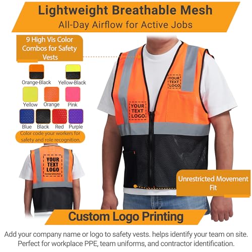 Image of AYKRM 2 Pocket Mesh High Visibility Reflective Safety Vest for men & Women ANSI /ISEA 107 Standards