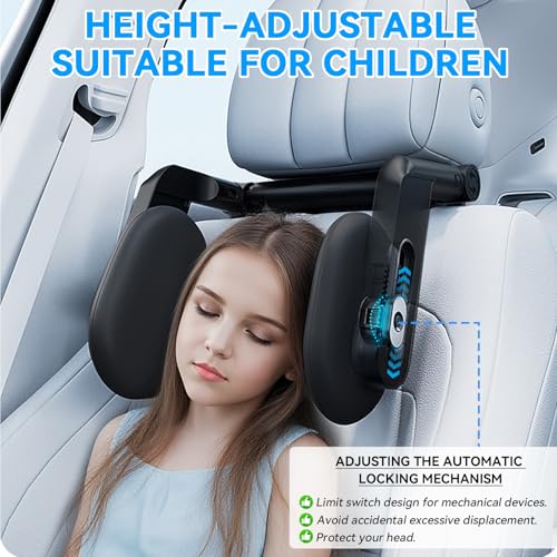 Xunivers Poggiatesta Auto,Poggiatesta Auto Bambini,Poggiatesta Ergonomico Per Auto,Poggiatesta Per Sedile Auto Regolabile Con Porta Cellulare Per Aromaterapia Per Adulti,Bambini,Gestante(Nero) - 6
