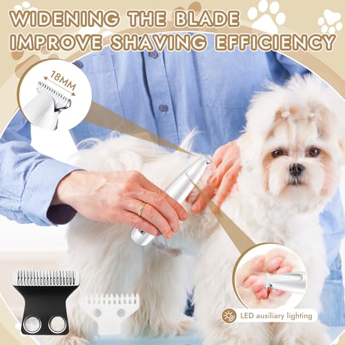 Focenat Pfotentrimmer für Hunde Extra Leise, Wasserdicht Hundepfoten Trimmer, Paw Trim mit LED-Licht & Display, USB Wiederaufladbar Schermaschine Hund, Hundetrimmer für Hunde Katzen Pfoten Augen Ohre