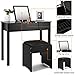 Giantex Vanity Set with Flip Top Mirror and Cushioned Stool, Makeup Dressing Table Writing Desk with 2 Drawers & 3 Removable Organizers, Makeup Table Set Easy Assembly, Black
