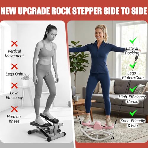 Image of Rock Stepper for Exercise at Home, Rocking Stepper Side to Side with Resistance Bands & Digital Display, 300 LBS Capacity Full Body Workout Low-Impact Knee-Friendly Anti-Slip Side Stepper