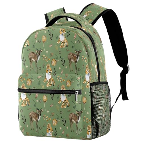 Sac à dos fille et garçon motif tigre cerf mignon grand volume 40cm