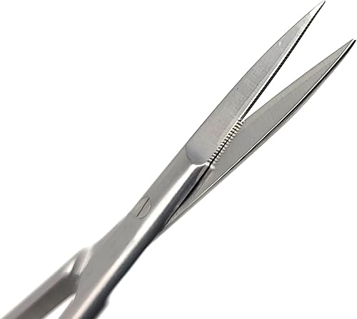 Miniatura 10 de Tijeras de goma de iris TC Kelly Supercut con una hoja dentada e inserciones de carburo de tungsteno, acero inoxidable (4.5 pulgadas curvas)