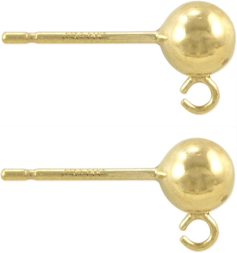 JewelrySupply Gold Filled 5mm Ball Post Earring (1 Pair of Gold Filled [1/20 14K] Earrings)