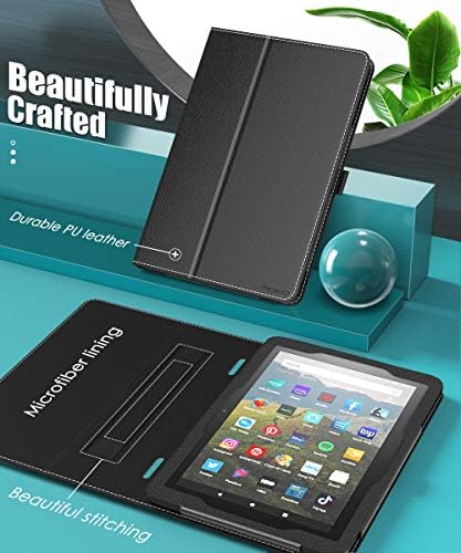 MoKo Case Fits Kindle Fire HD 8 & 8 Plus Tablet (10th Generation, 2020 Release),Slim Folding Stand Cover with Auto Wake/Sleep - BLACK