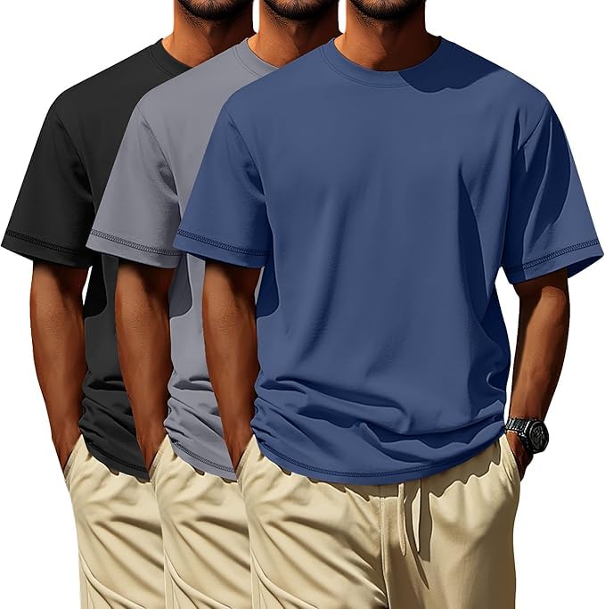 SOCKS'NBULK Men's Cotton Crew Neck Regular T-Shirts Bulk Short Sleeve Lightweight Tees Mix Colors4