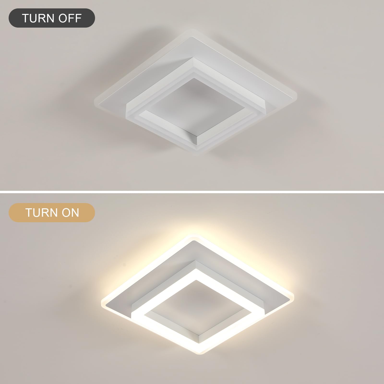 DELIPOP Plafoniera LED Soffitto Moderna, 30W Lampada da Soffitto Luce Naturale 4500K, Lampadario LED Quadrata in Acrilico per Soggiorno, Camera da letto, Cucina, Corridoio, Bianco