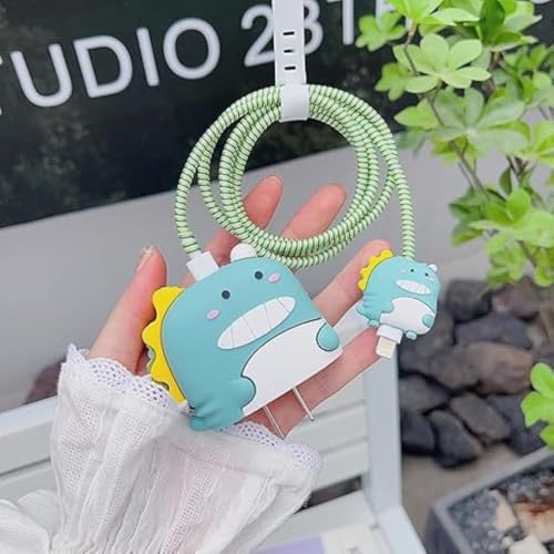 Image of INEFABLE Charger Case Cover Protector with 3D Cute Pattern for iPhone Charger only 18W & 20W, Data Charging Cable Wire Saver Protective Cable Cover Full Protection - Set Of 1 (Shark)