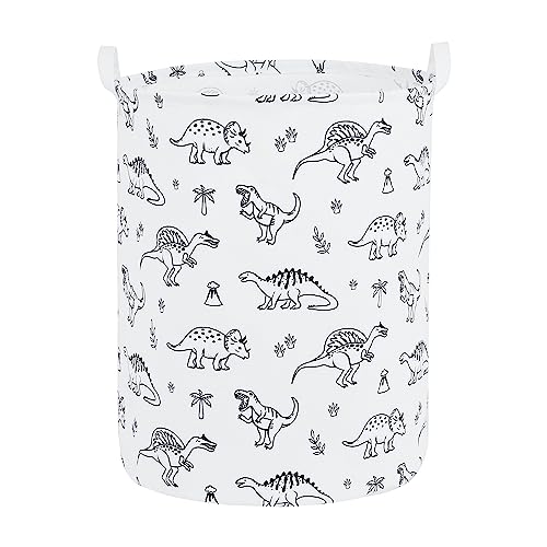 Image of Foldable Baby Laundry Basket Hamper for Nursery Girl Boy kids Clothes laundry hamper basket Portable Tall Collapsible Cute Laundry Basket Organizer, Nursery Storage Basket with Handles (Dinosaurs)