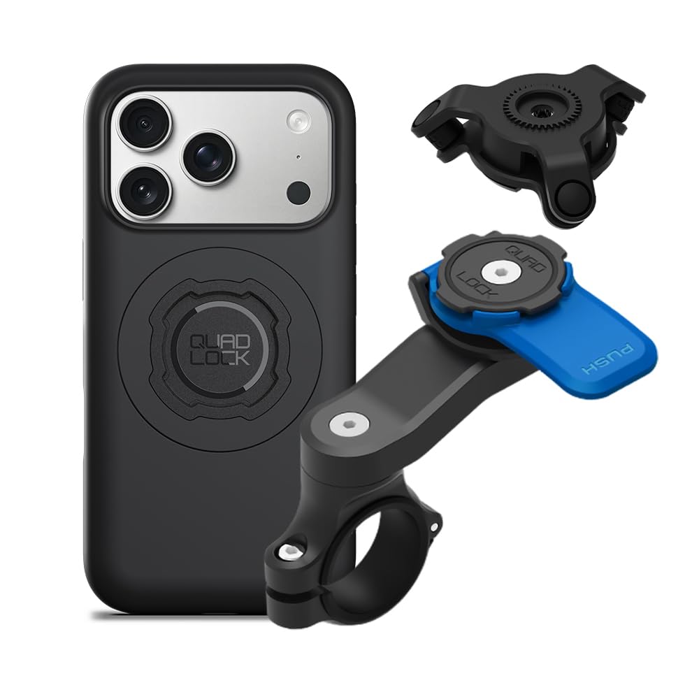 QUAD LOCK Lenker Handyhalterung für Motorrad mit Vibrationsdämpfer und MAG Hülle für iPhone 17 Pro