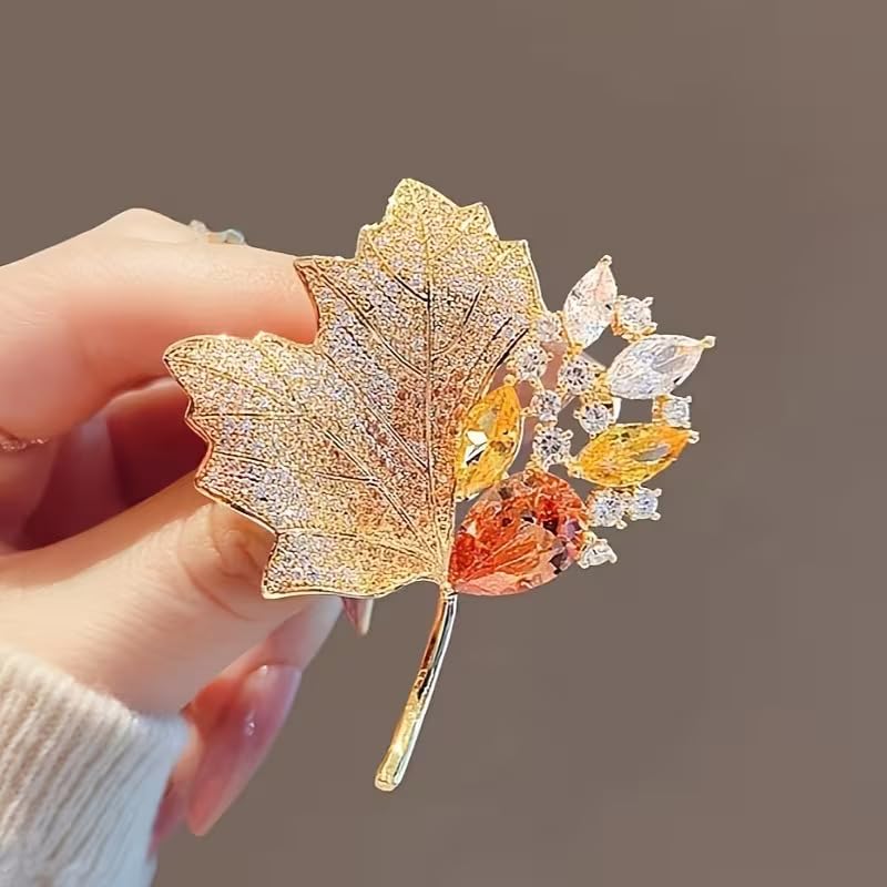 Flower Brooch Pin for Men & Women | Gold-Plated Alloy Crystal Rhinestone Saree Pin | Stylish Coat Lapel Accessory | Wedding, Party & Gift for Her, Him, Unisex Jewelr (Pack of 1)-image-49