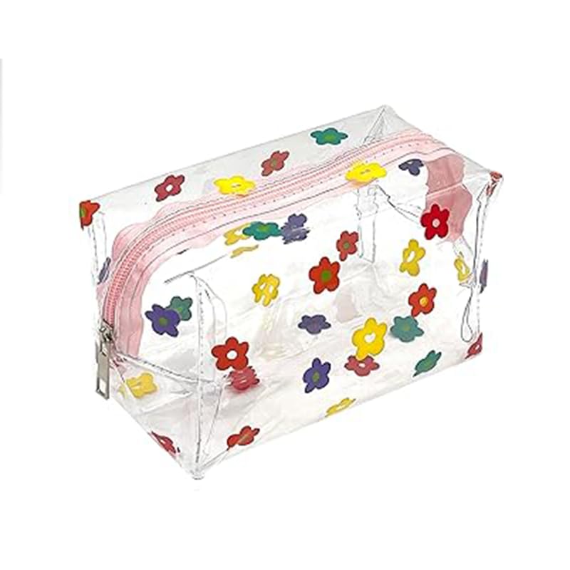 Bolsa de maquiagem bolsa de maquiagem grande bolsa de cosméticos bolsa de lavanderia pvc suporte de viagem armazenamento, Flores coloridas, Cosmetic_case