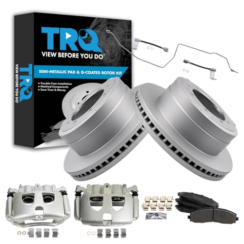 Image of TRQ Brake Pad & Rotor Kit Semi-Metallic Compatible with 2017-2019 Ford F-350 Super Duty