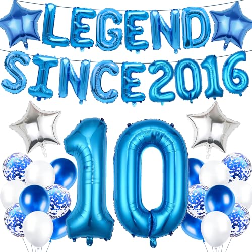 Décoration fête 10 ans bleu légende avec ballons anniversaire 2016 pour shooting photo réussi
