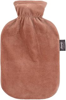 Fashy Bolsa de agua caliente con funda de forro polar, 2,0 l, color marrón