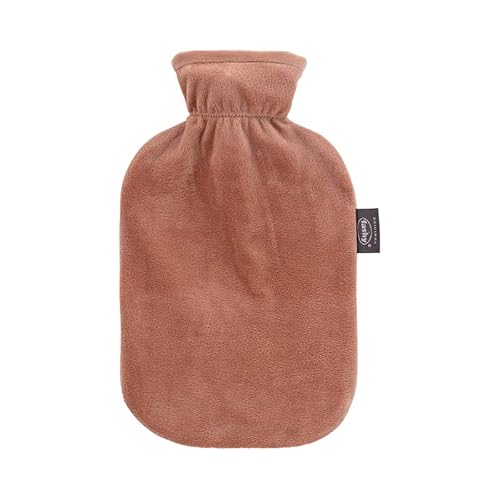 Fashy Hot Water Bottle with Fleece Cover Brown 2.0 L