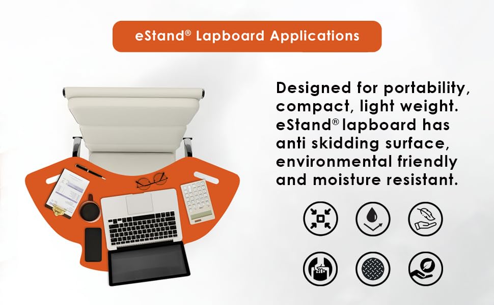 Image of Lap Board for Study | Home | Dining | Office | Laptop | Computer Desk | Reading & Writing | Multi-Purpose | Made in India | (MENDARIN, SPIDER-LB-30X16-MENDARIN)