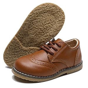 Timatego Toddler Boys Girls Oxford Shoes PU Leather Lace Up School Loafer Flats Baby Infant Uniform Dress Shoes(Toddler/Little Kid)