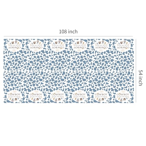 Image of Western Cowboy Baby Shower Tablecloth Decorations - Disposable Little Cowboy Baby Boy Table Decorations Tablecover, Wild West Rodeo Baby Shower Supplies Table Cloth - 3 Pack (54in x 108in)
