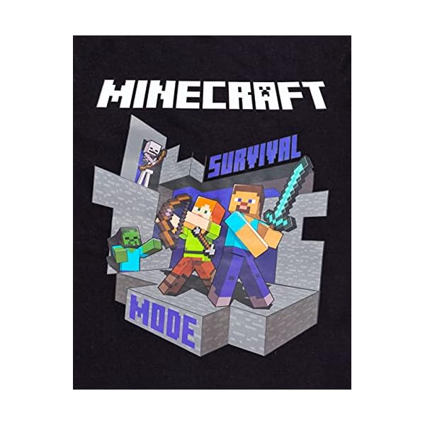 Minecraft T Shirt Boys Alex Steve Sword Black Game Short Sleeve Top 7-8 Years - Image 7